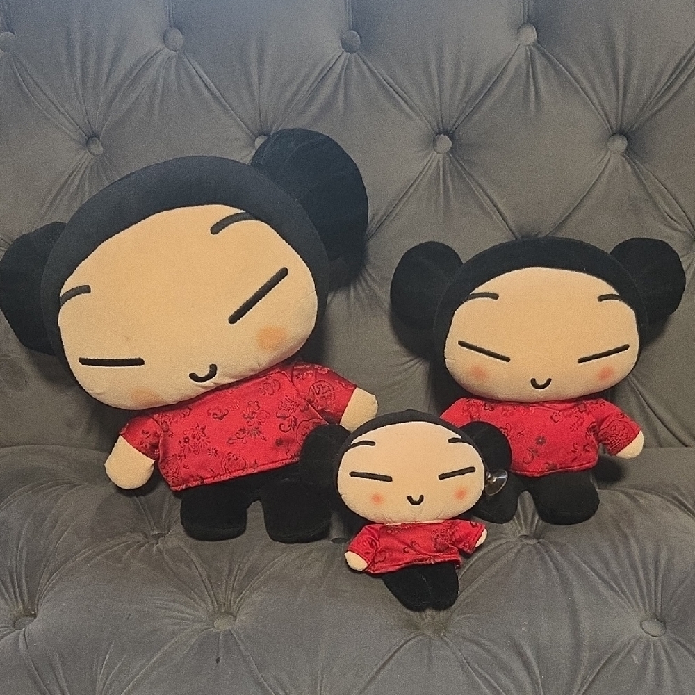 Cute Plush Doll Set with Red Outfits